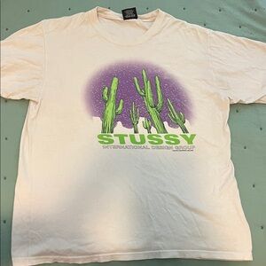 Stussy Cream Tee with Cactus Design